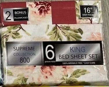 Linen World Sheet Set 'Supreme' 800 Series 6 PC Deep Pocket Sheet Set Now in All Sizes