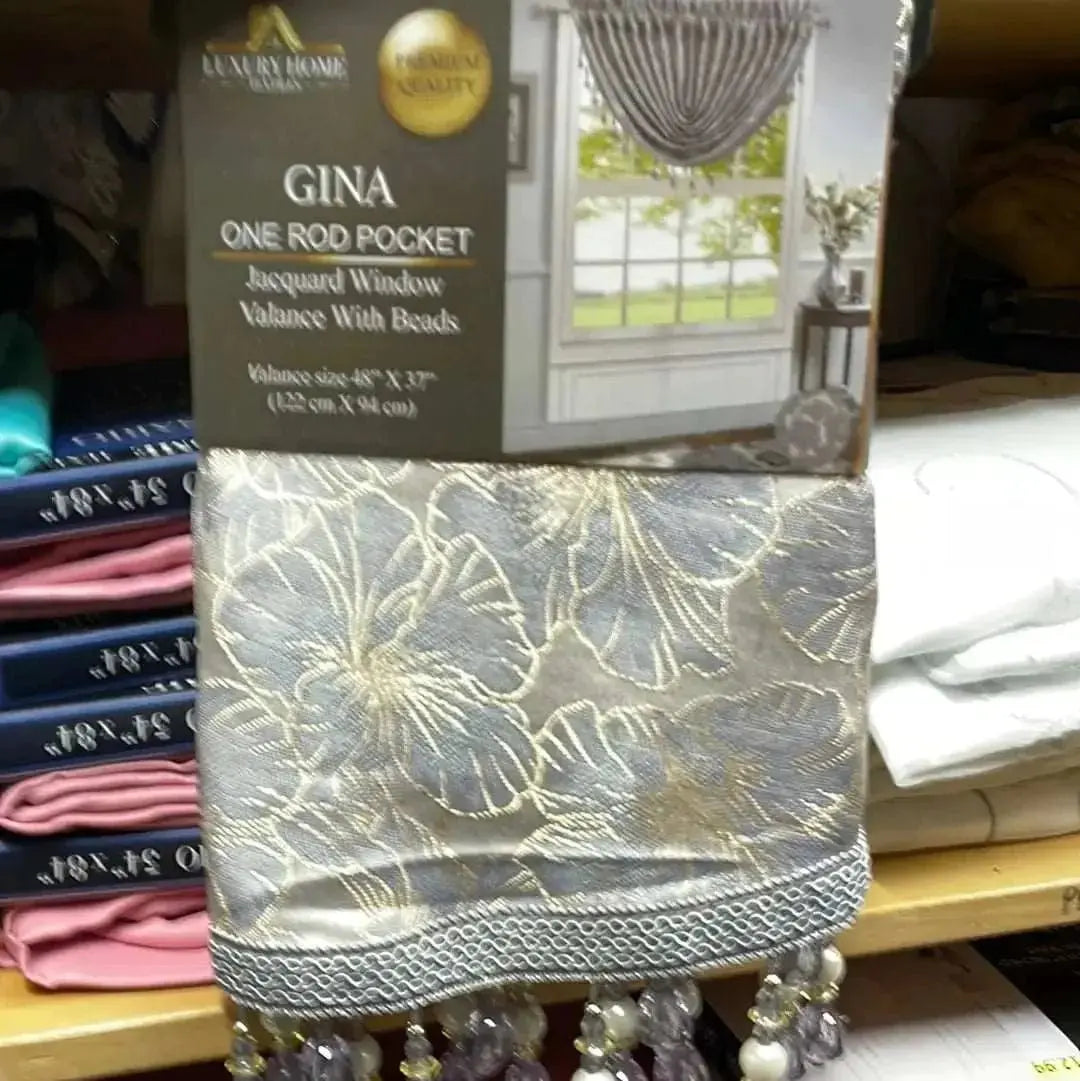 Linen World Silver “Gina” Rod Pocket Valance