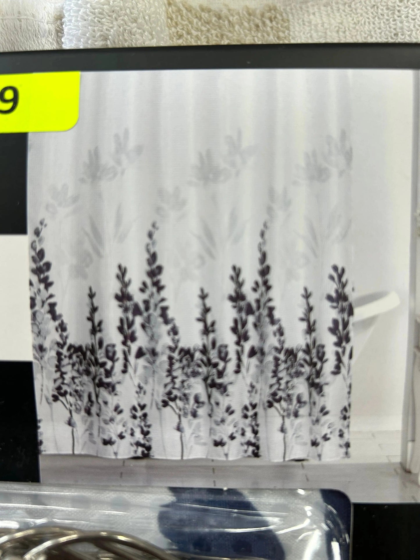 Linen World 13pc Fabric Shower Curtain and 12 shower hooks