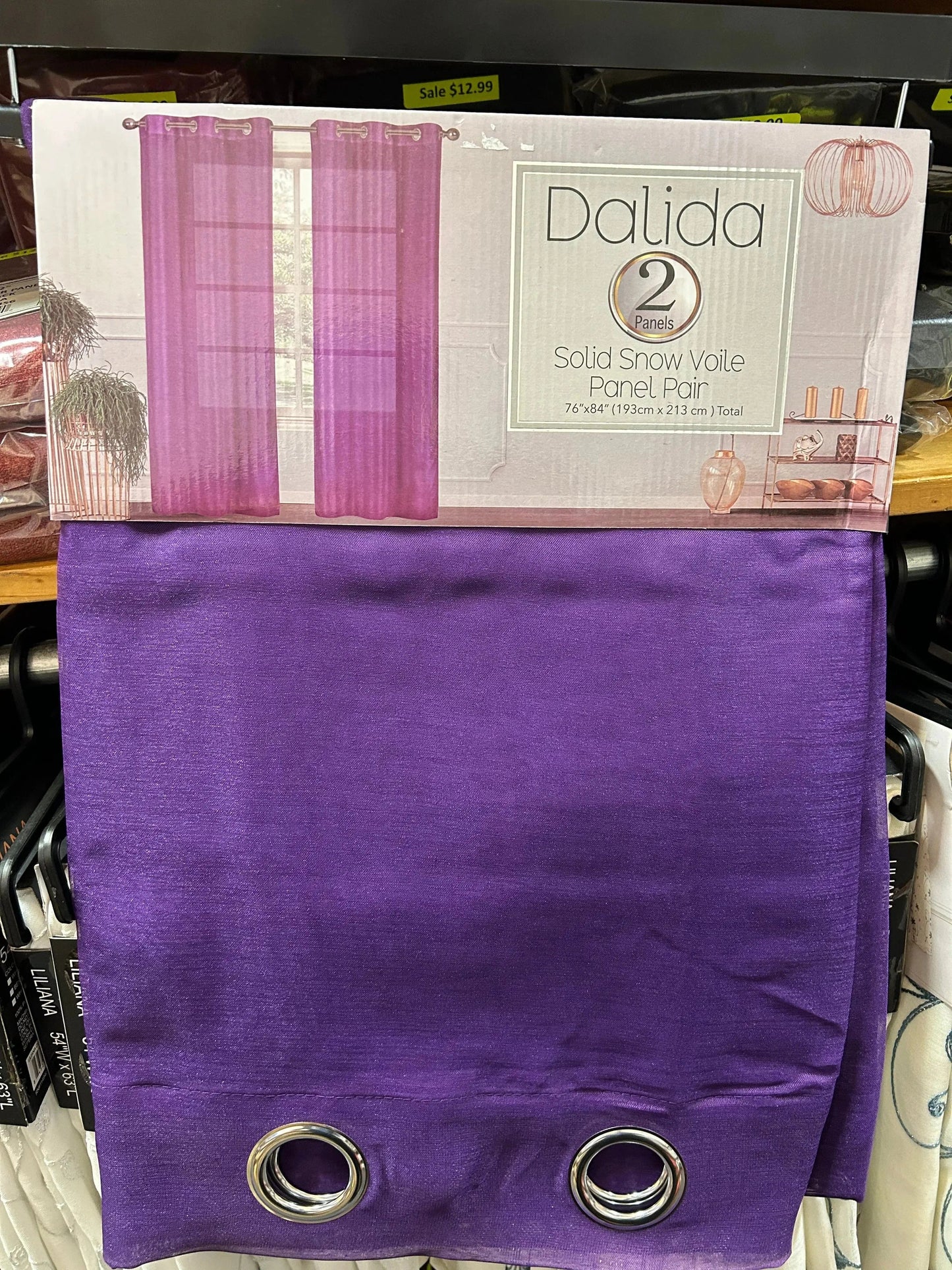 Linen World 2 Pack “Dalida” Solid Snow Voile Curtain Panels