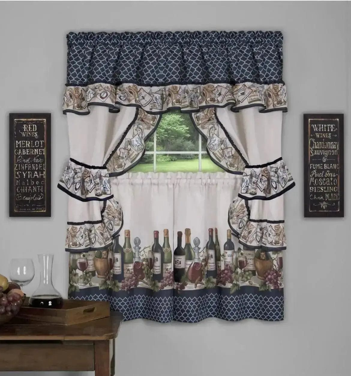 Linen World 24” Set “Chateau Printed Cottage Kitchen Curtain Set