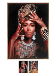 Linen World 25x34” Framed and bejeweled lacquered Woman