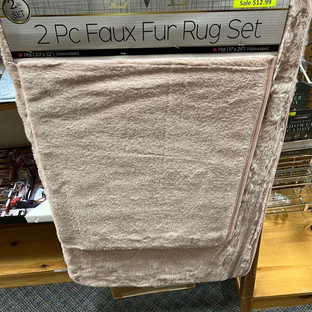 Linen World 2PC Faux Fur rug set