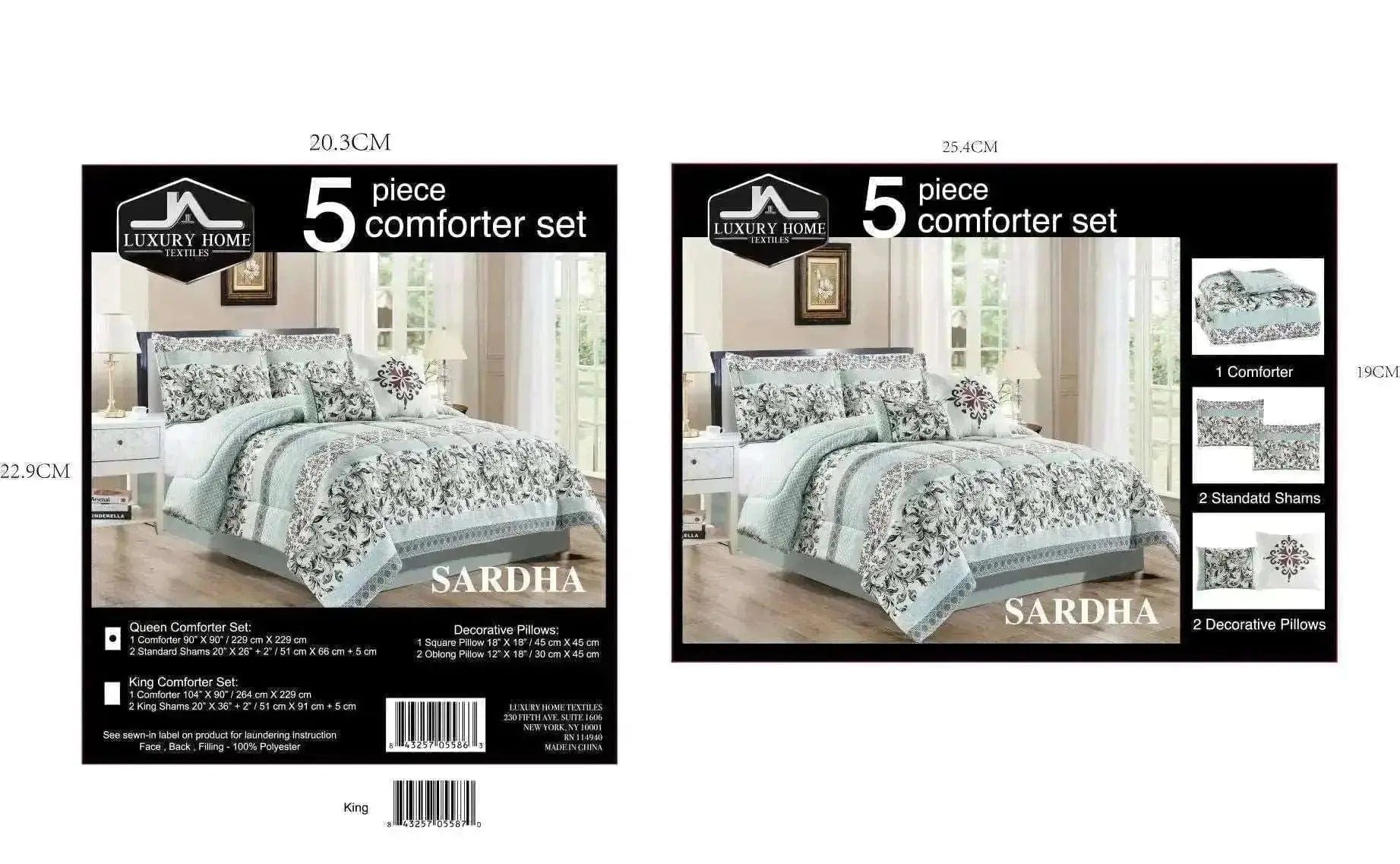 Linen World Comforter Set 5 PC Oversized Comforter Set 