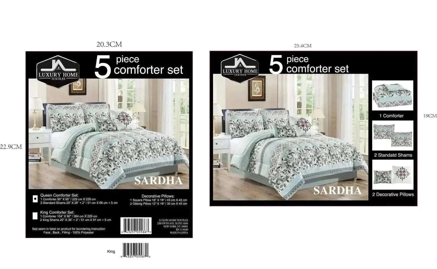 Linen World Comforter Set 5 PC Oversized Comforter Set "Sardha"