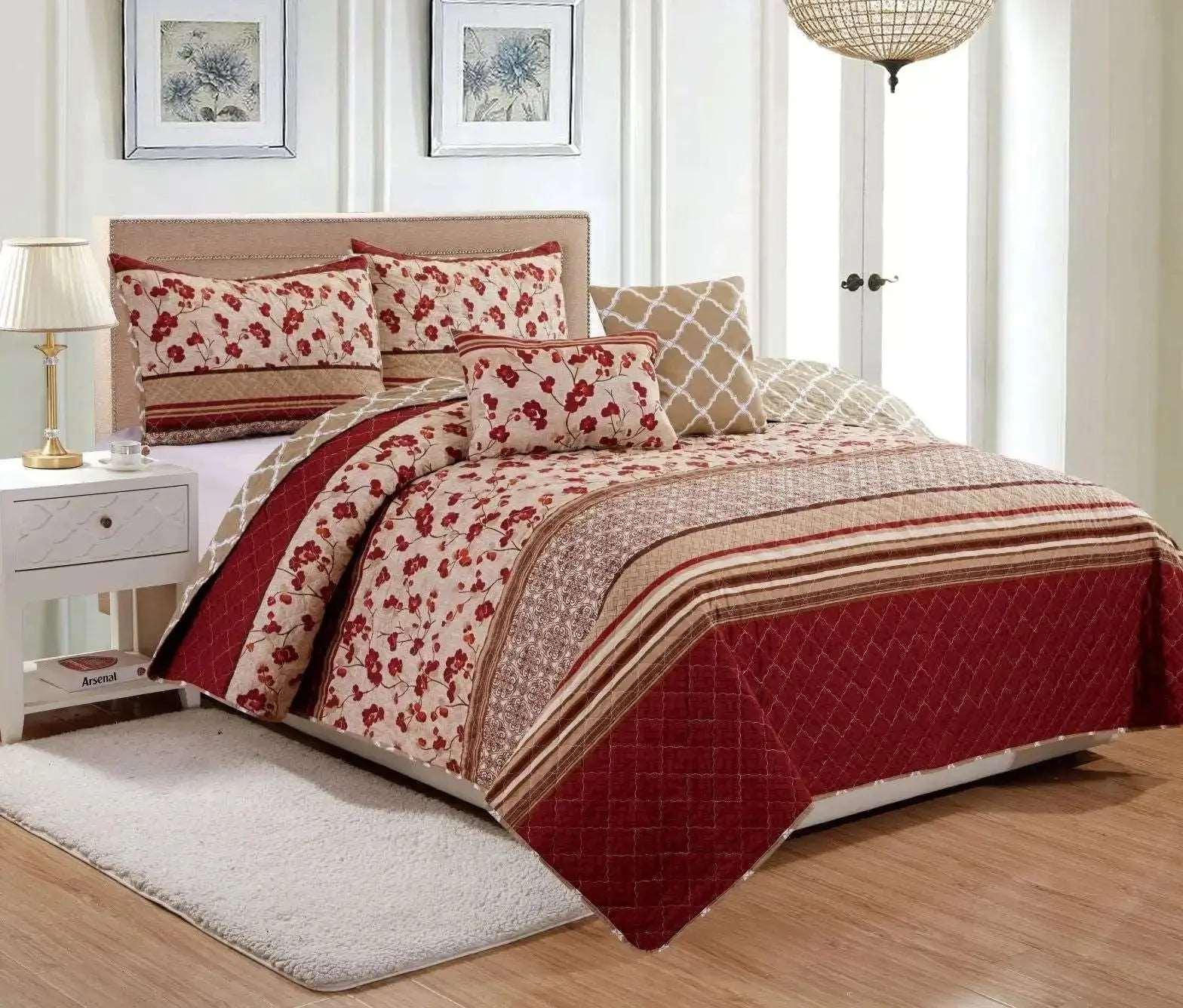 Linen World 5 PC Reversible Oversized Quilt Set