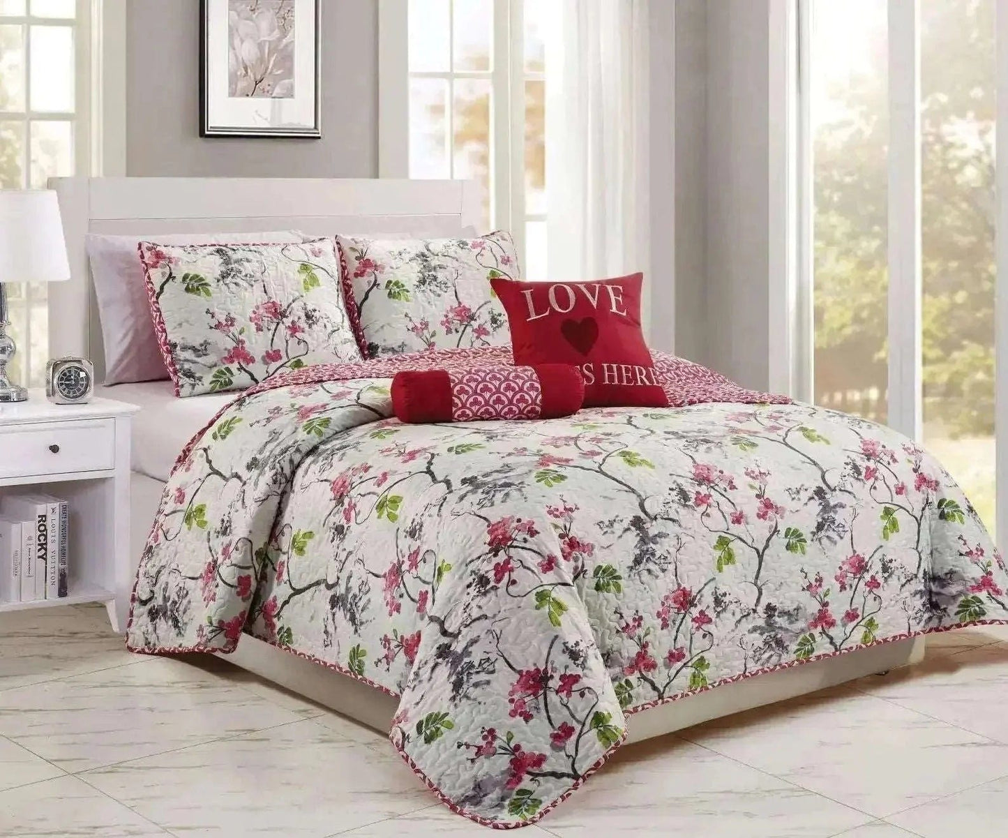 Linen World 5 PC Reversible Oversized Quilt Set