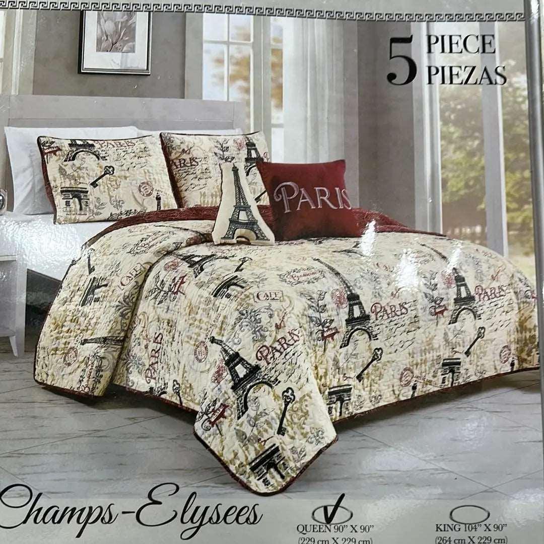 Linen World 5 PC Reversible Oversized Quilt Set