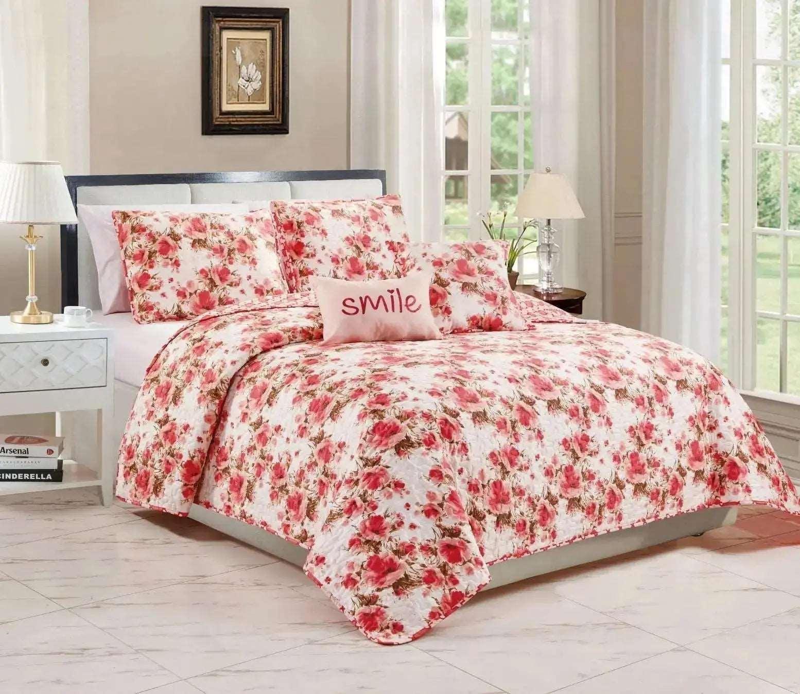 Linen World 5 PC Reversible Oversized Quilt Set