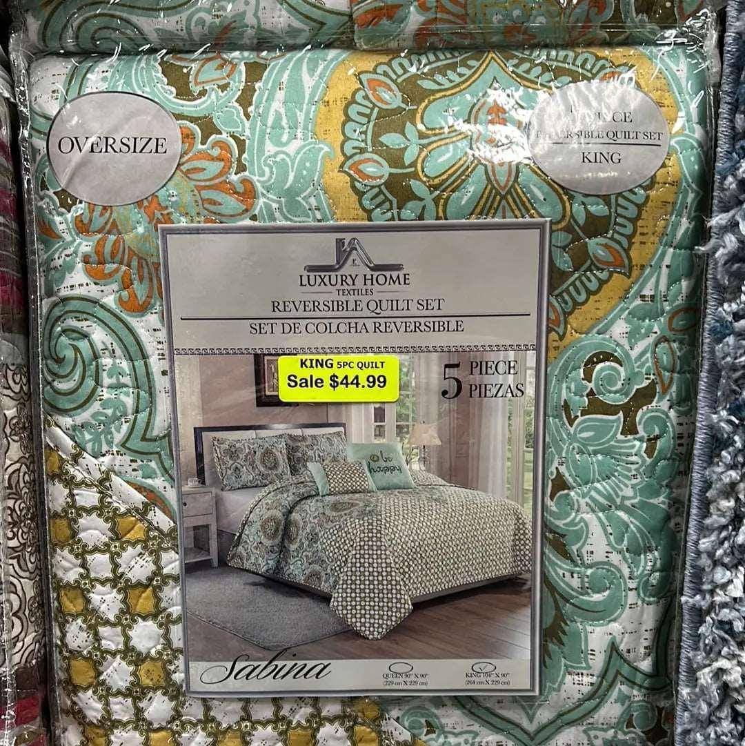 Linen World 5 PC Reversible Oversized Quilt Set