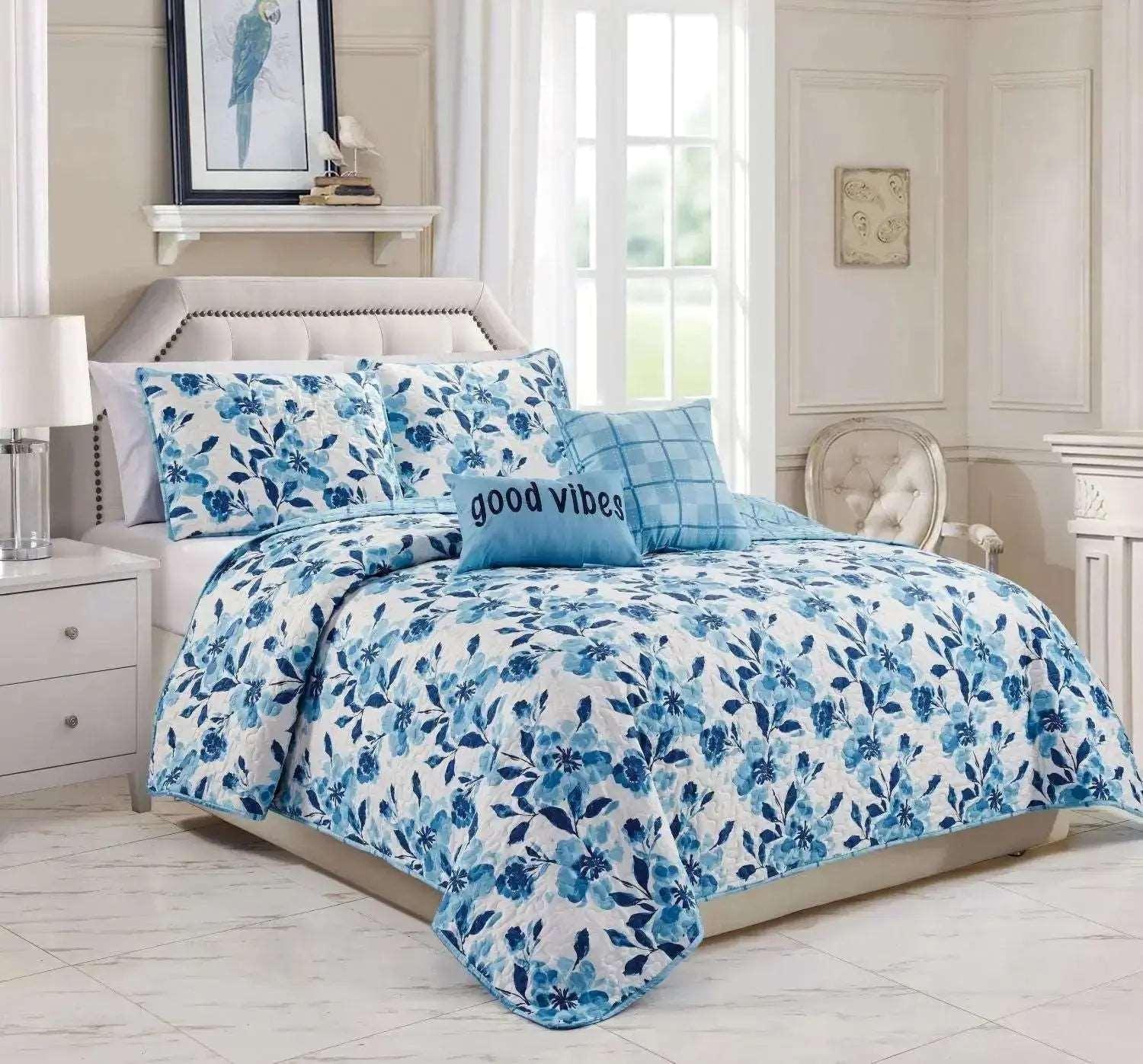 Linen World 5 PC Reversible Oversized Quilt Set