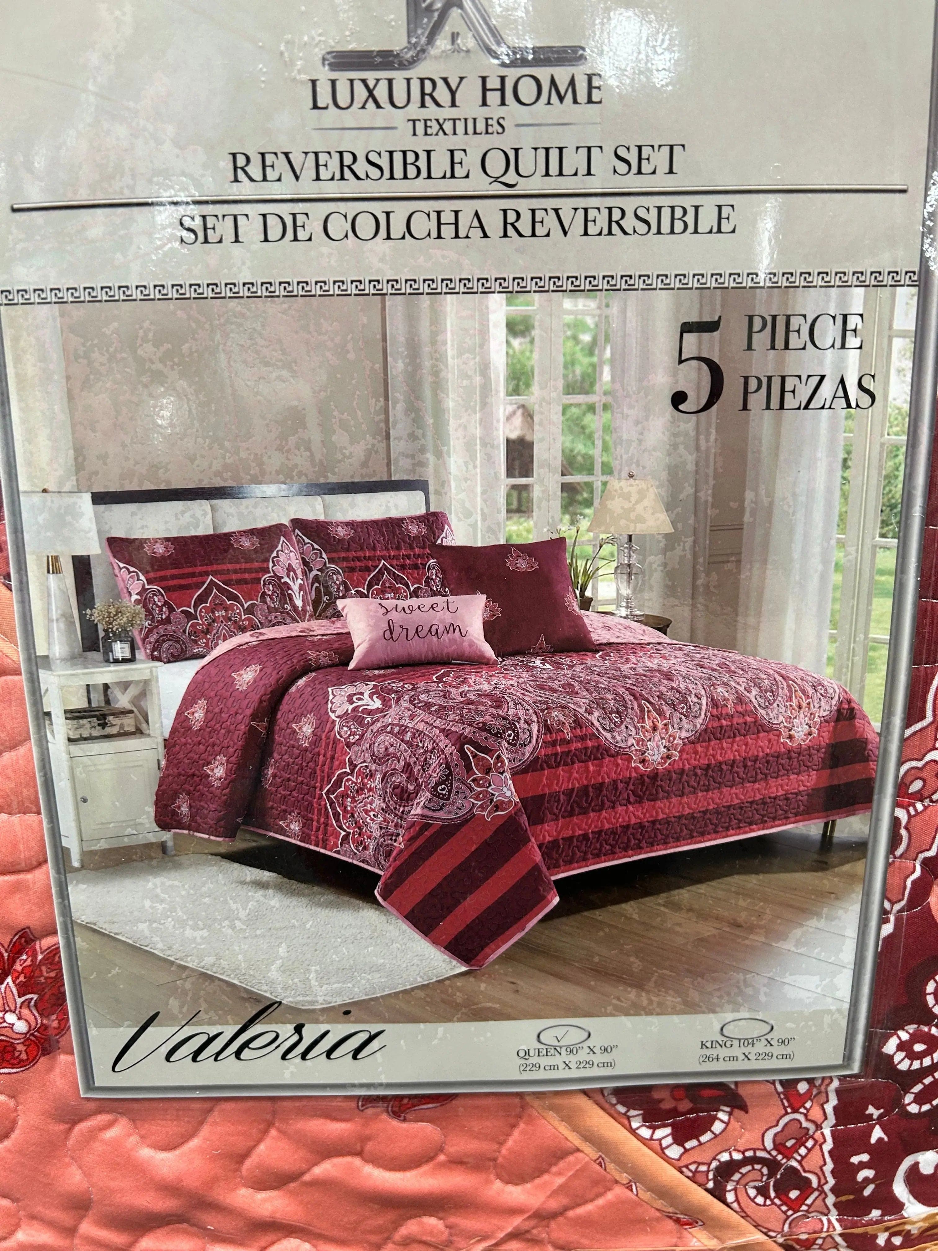 Linen World 5 PC Reversible Oversized Quilt Set