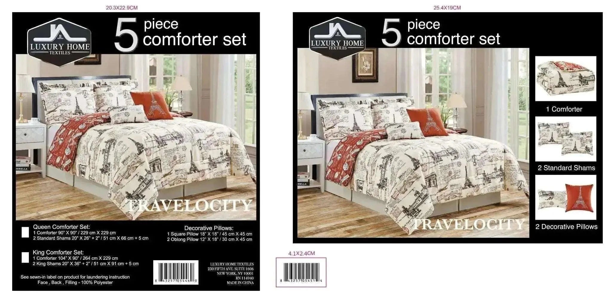 Linen World 5 Piece Oversized Comforter Set 