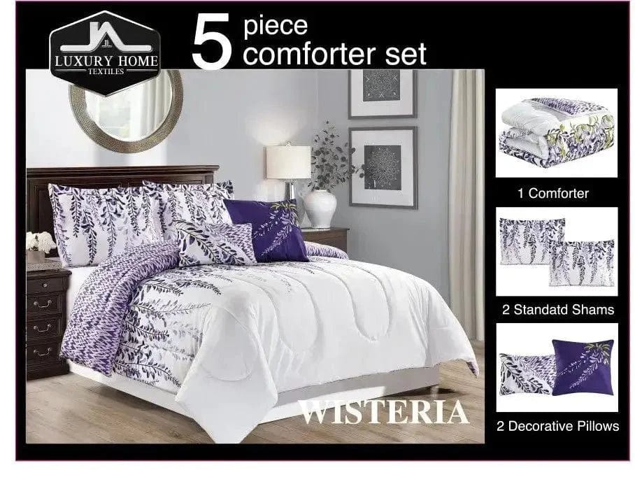 Linen World 5 Piece Oversized Comforter Set "Wisteria"