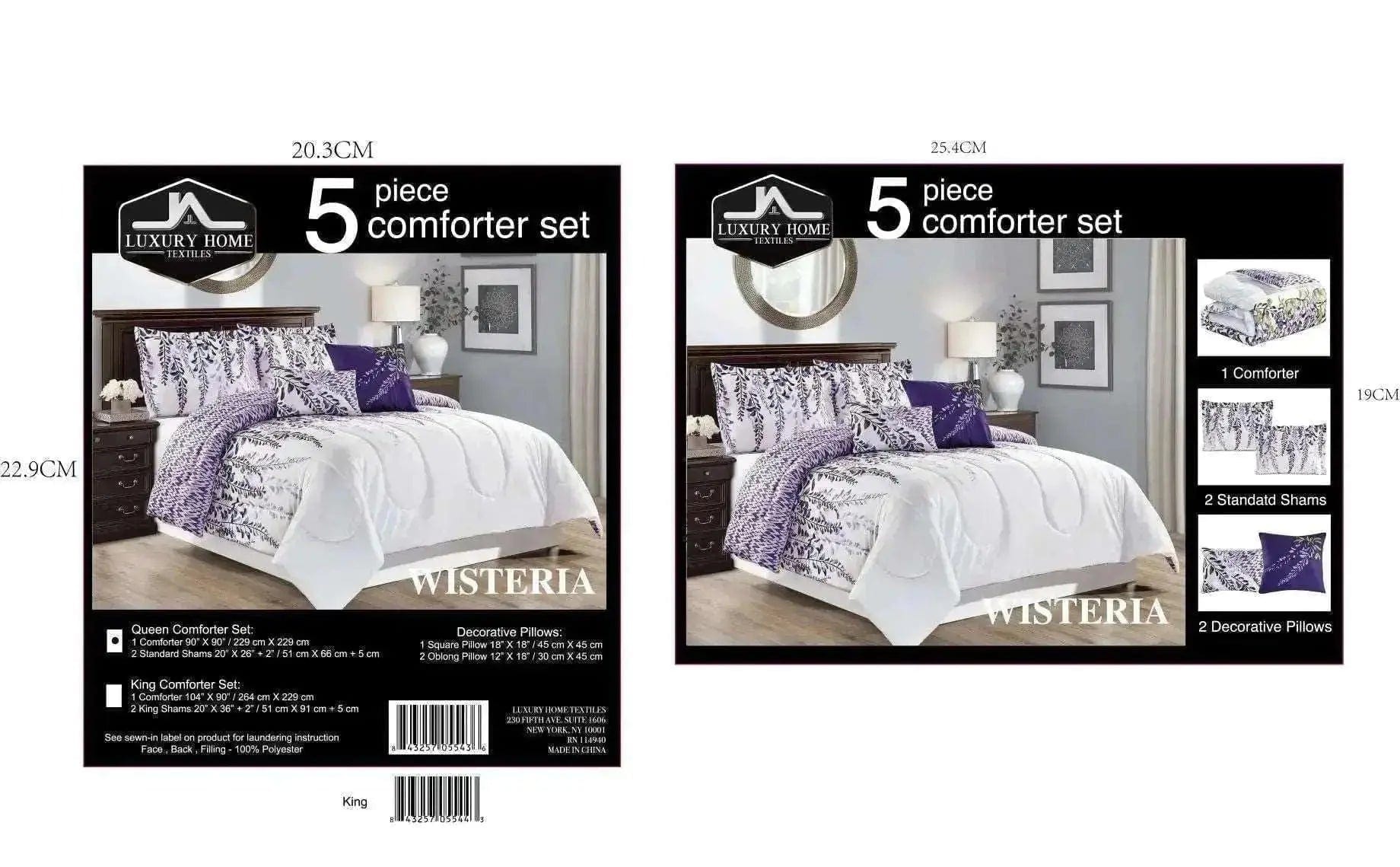 Linen World 5 Piece Oversized Comforter Set 