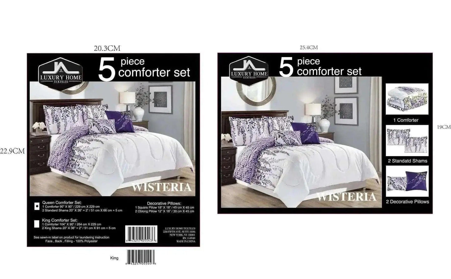 Linen World 5 Piece Oversized Comforter Set "Wisteria"