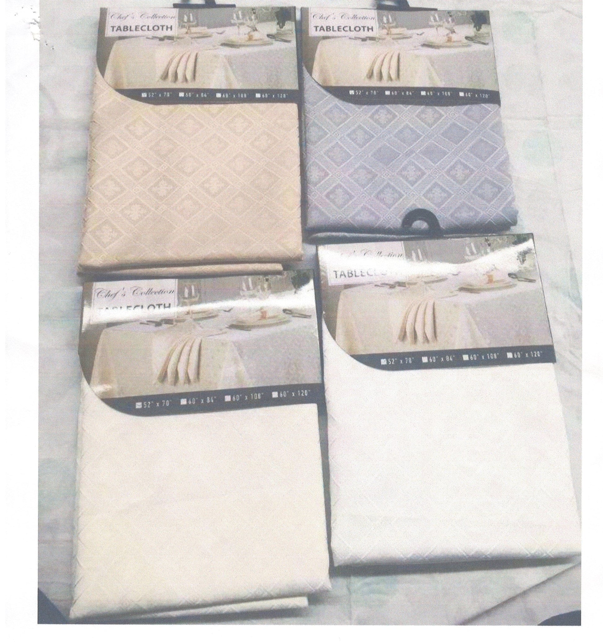 Linen World 52x70' / White Heavyweight Jacquard Fabric Tablecloth