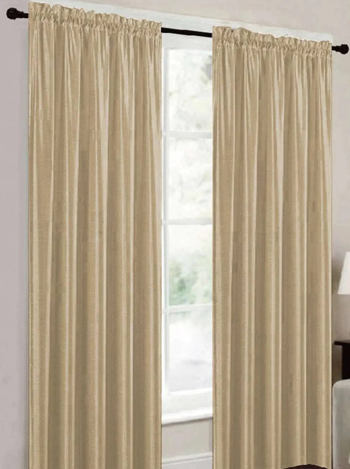 Linen World Curtain Panel 63 inches / Taupe “Terri” Rod Pocket Curtain Panel