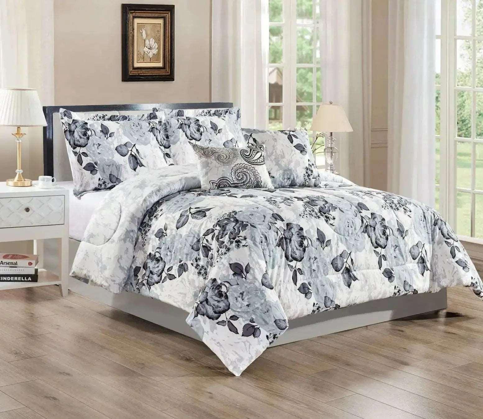 Linen World 7 PC Oversized Comforter Set in King and Queen