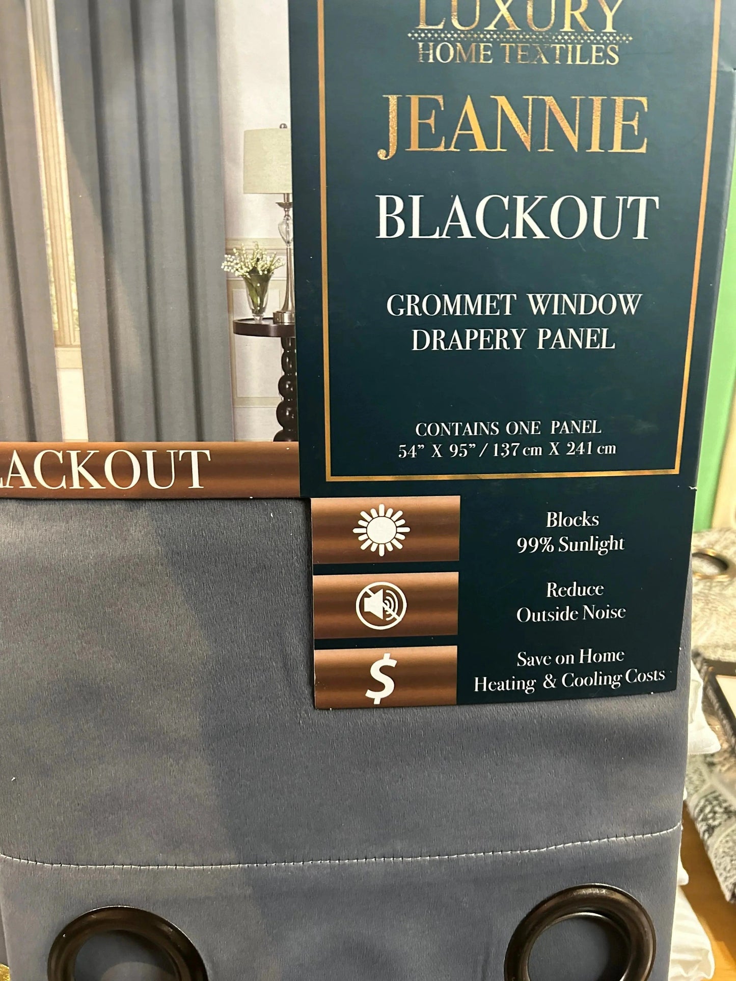 Linen World 95” inch “Jeanine” Blackout Curtain Panel