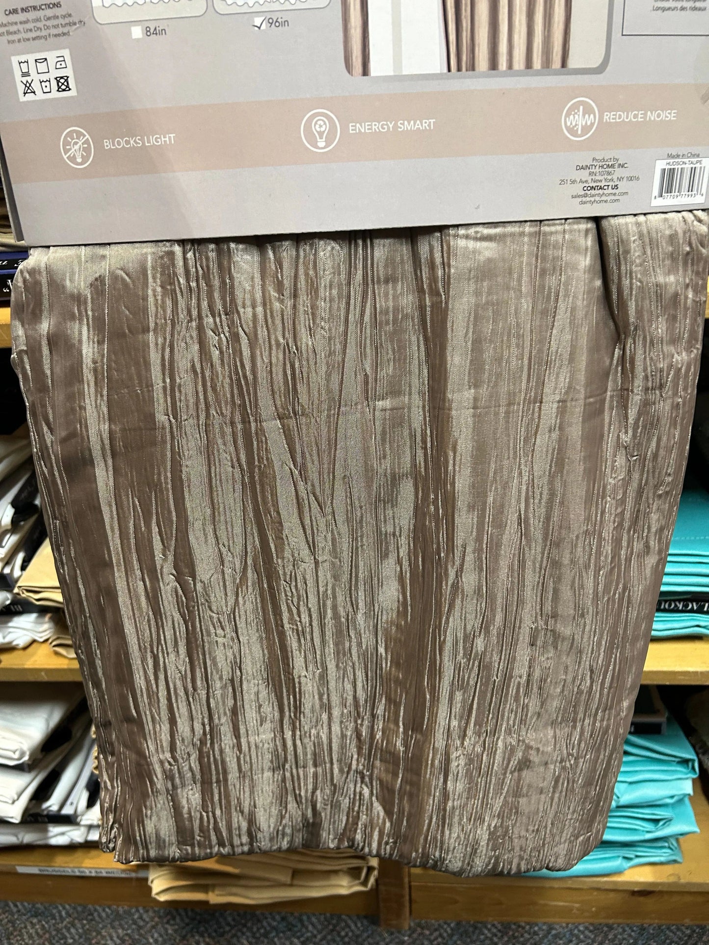 Linen World BEAUTIFUL 2 PACK CRUSHED SILK 95” inch BLACKOUT CURTAINS