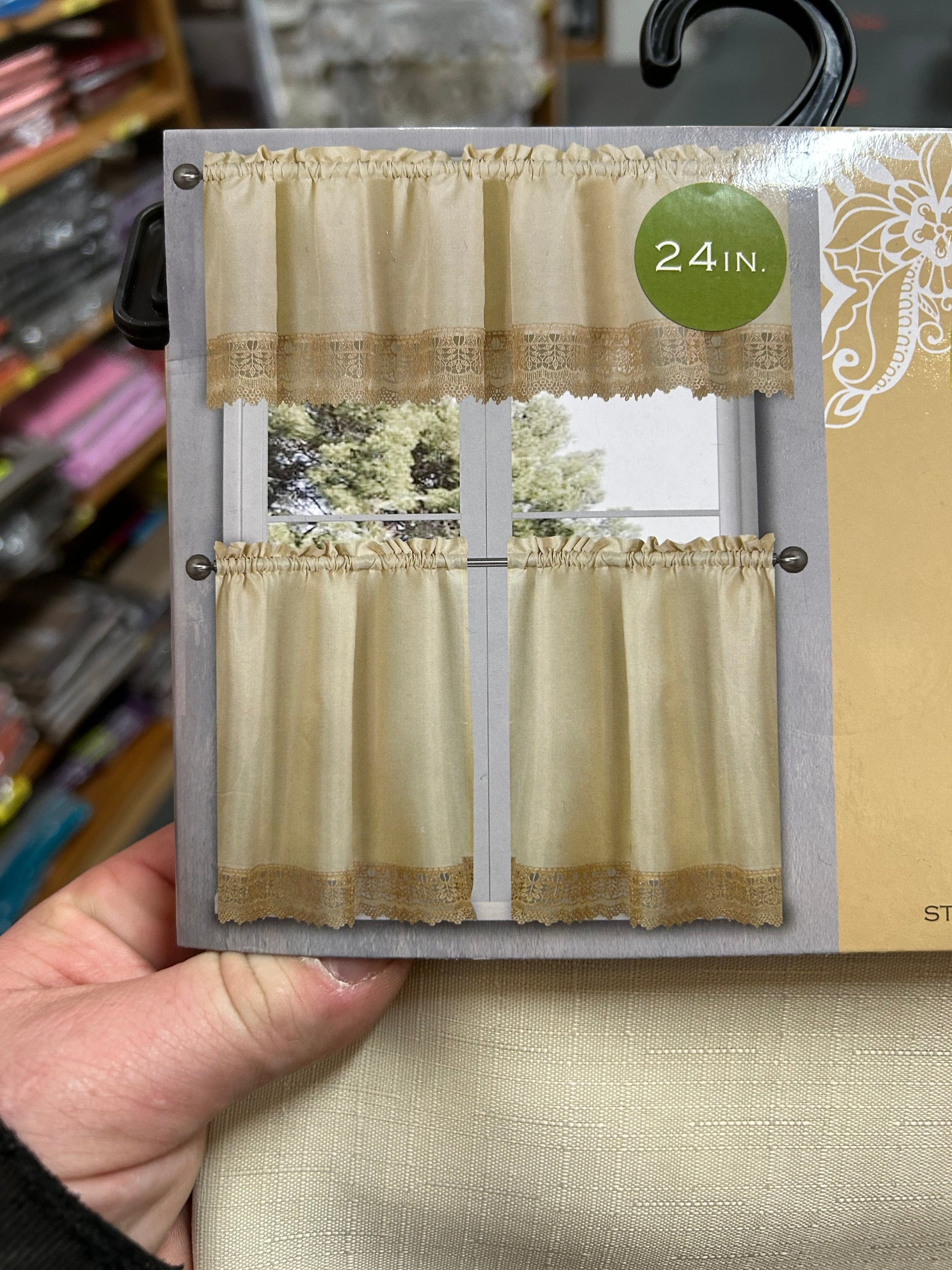 Linen World kitchen curtains Beige 3 PC Solid Kitchen Curtains