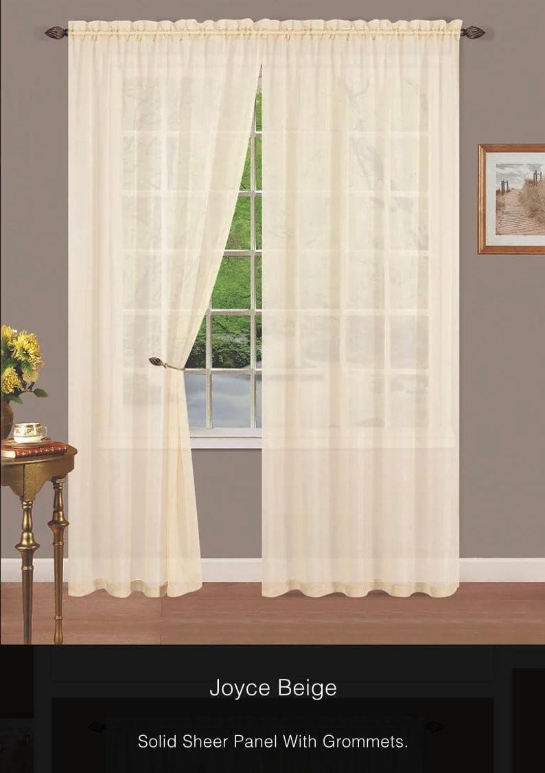 Linen World Curtains & Drapes Beige / 63 inch “Joyce” Sheer Rod Pocket Panel