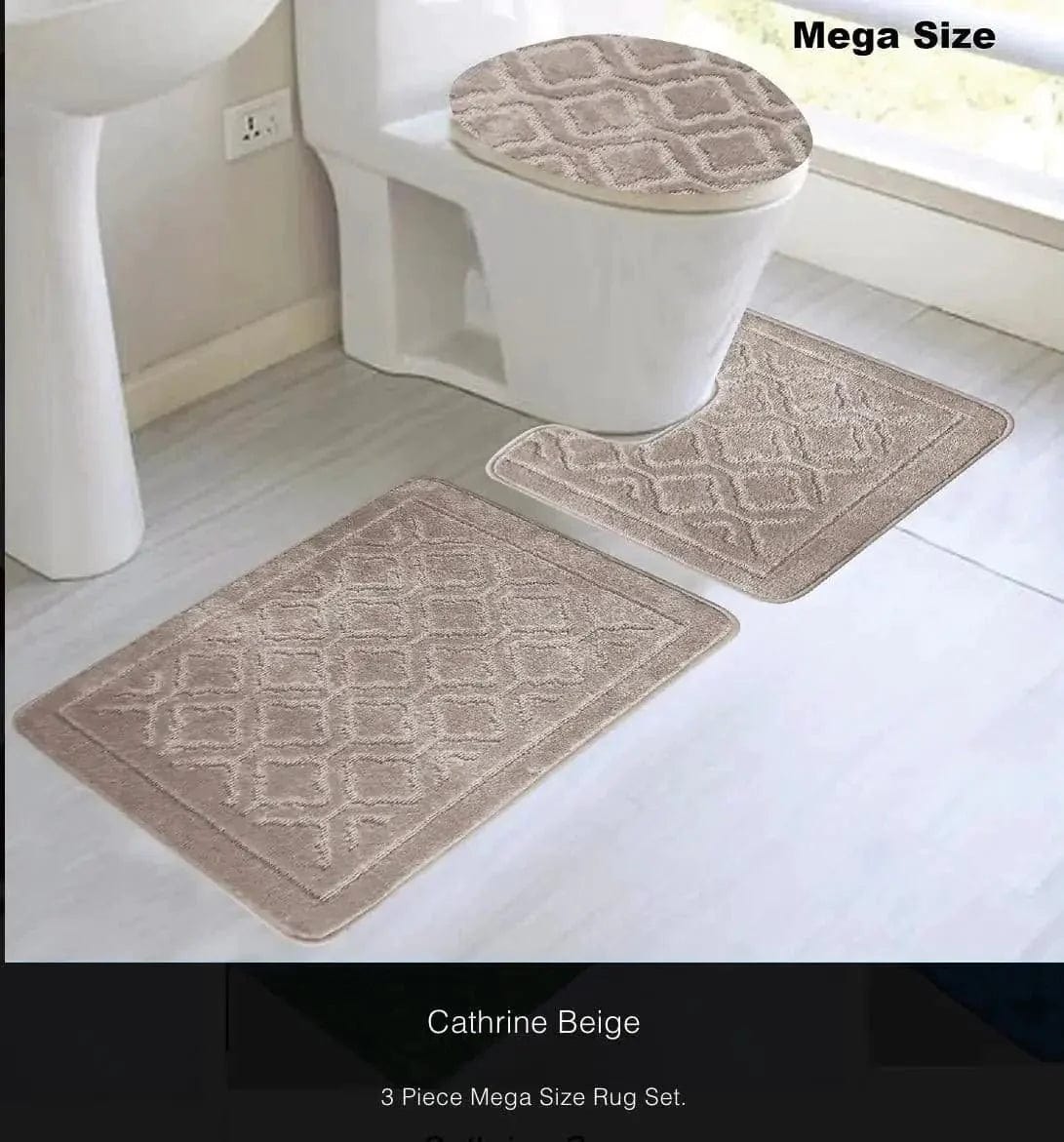 Linen World Bath Mats & Rugs Beige Catherine 3 pc Mega Bathroom Rug Set