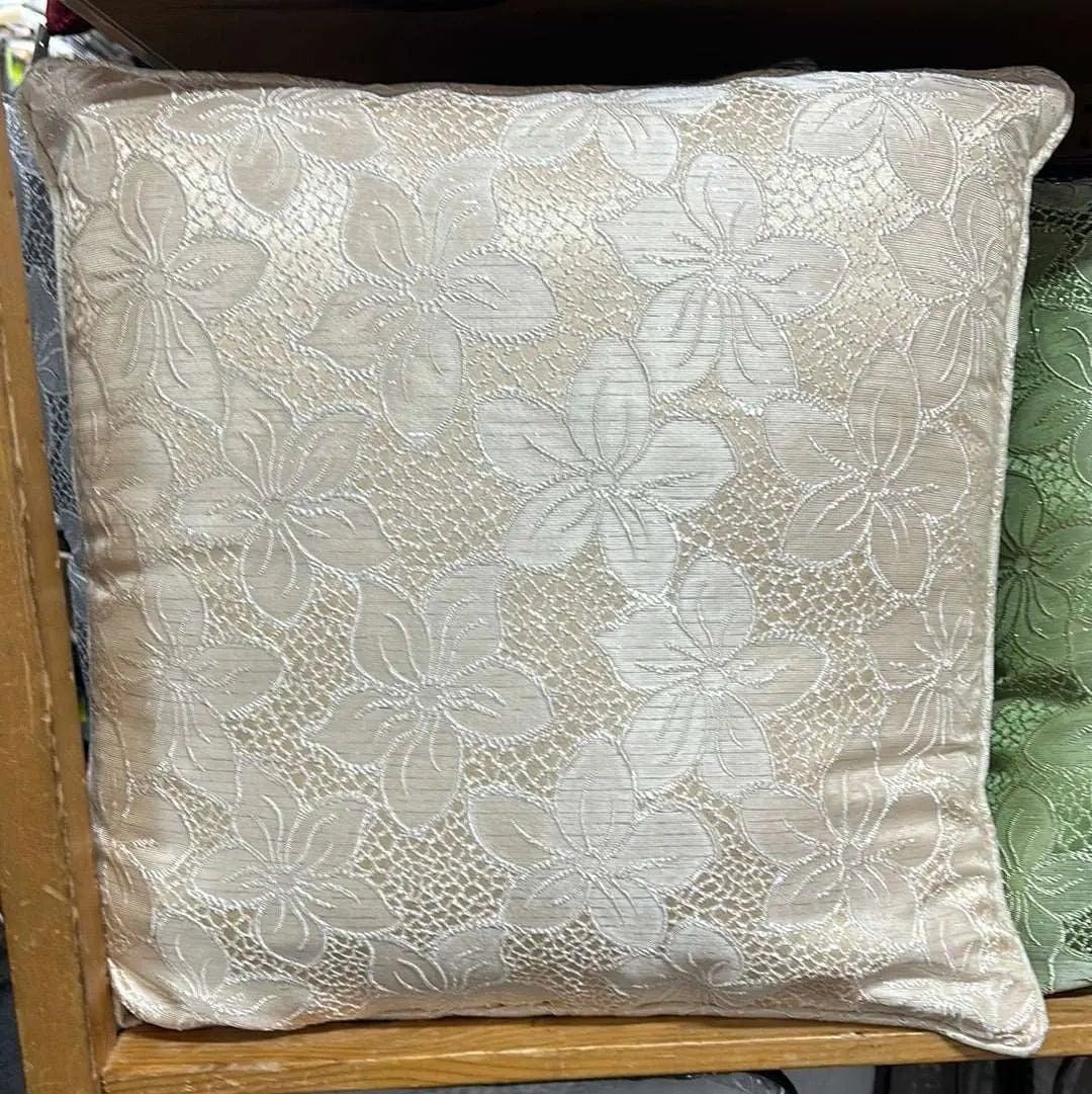 Linen World Beige “Jolene” Matching Embroidered Throw Pillow