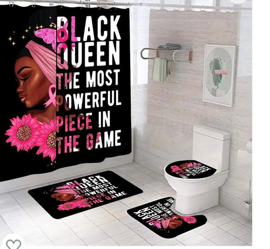 Linen World "Black Queen" 4 PC Shower Curtain Set