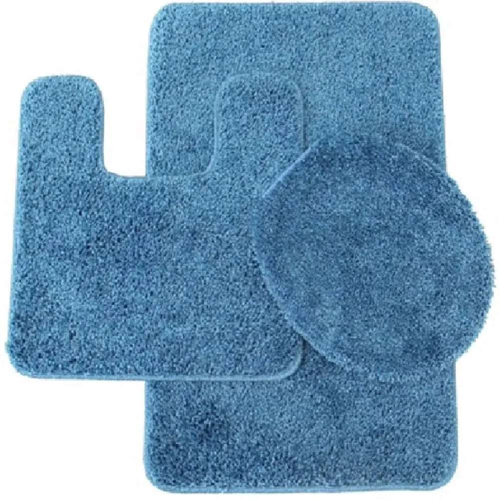 Linen World bathroom rugs Blue "Elite" 3 PC Bath mat set
