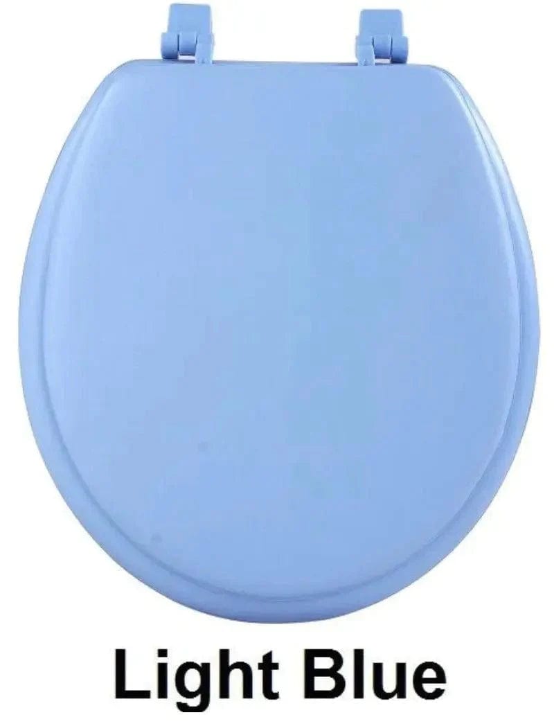 Linen World Bathroom Accessories Blue Wood Toilet Seat - Standard 17”