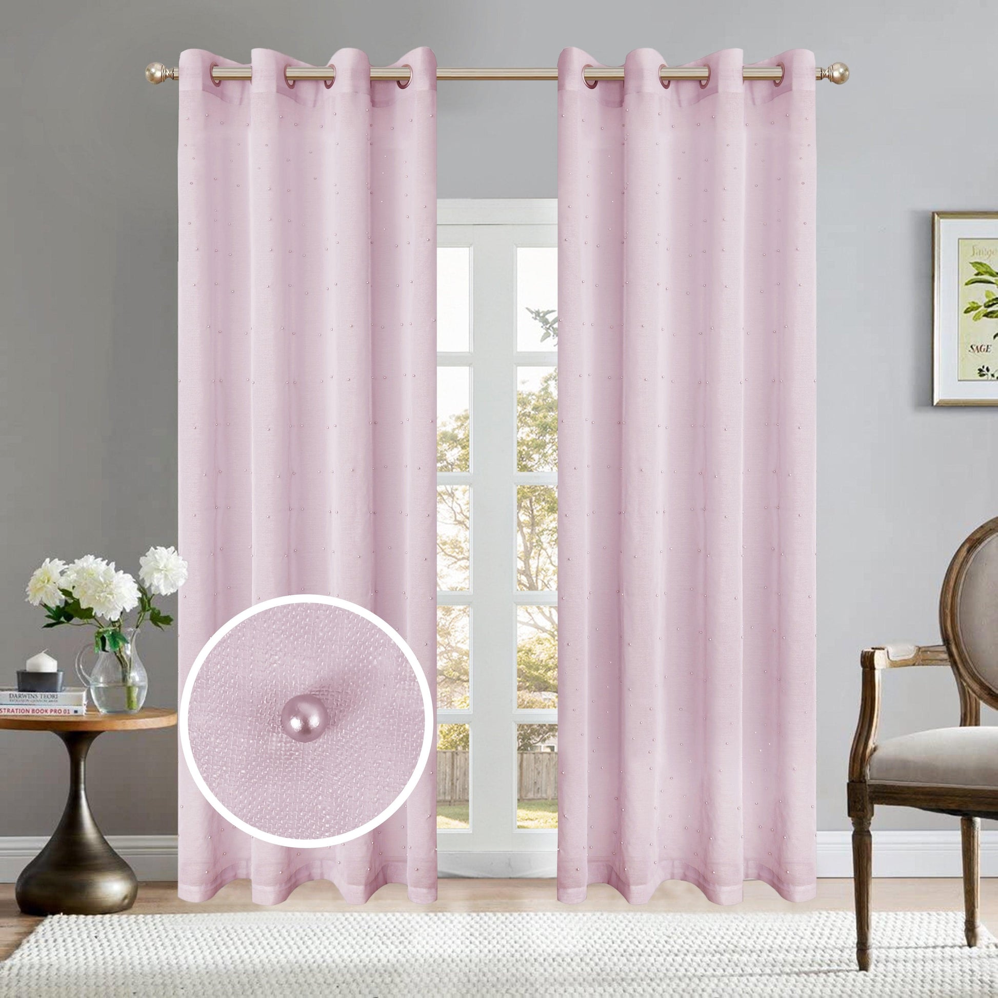 Linen World Blush “Pearl” Curtain Panel