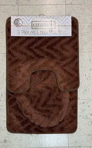 Linen World Brown Chevron 3 Piece Sculptured Rug Set