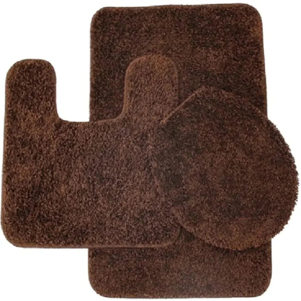Linen World bathroom rugs Brown "Elite" 3 PC Bath mat set