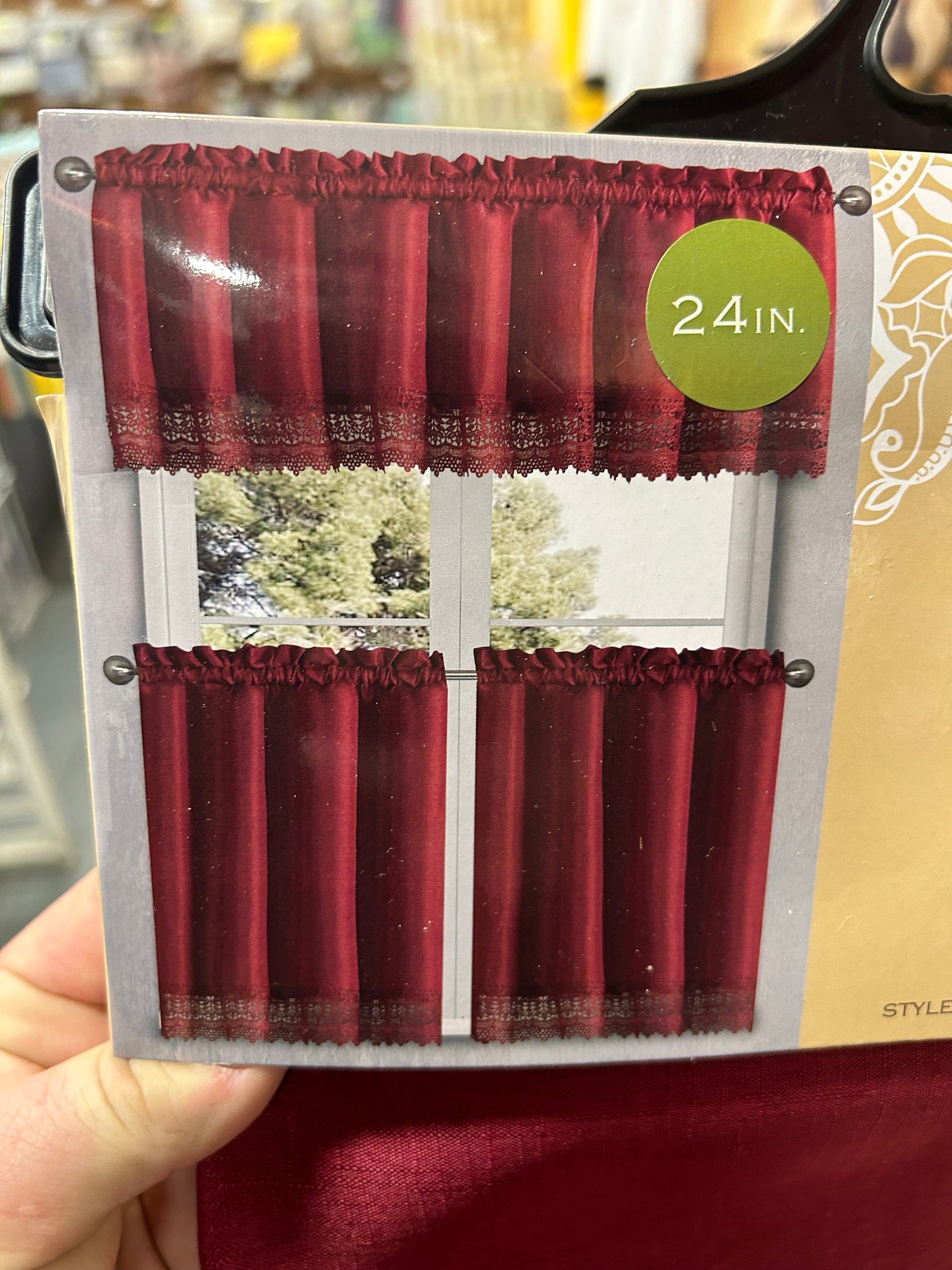 Linen World kitchen curtains Burgundy 3 PC Solid Kitchen Curtains