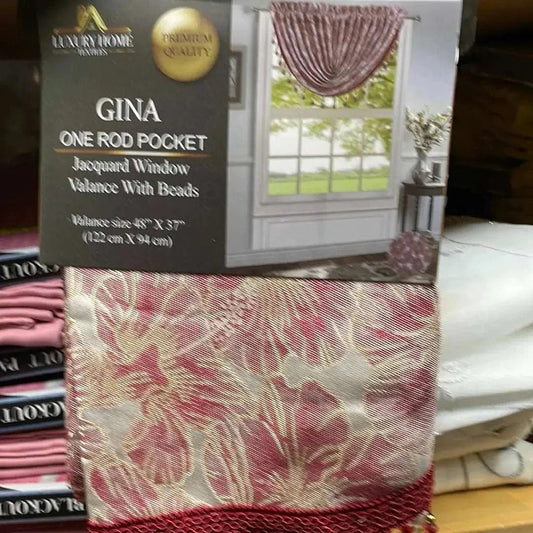 Linen World Burgundy “Gina” Rod Pocket Valance