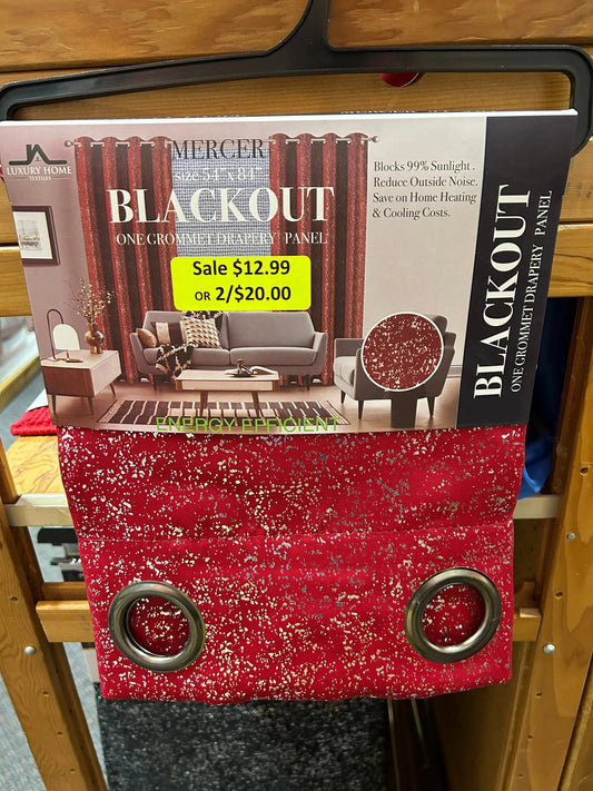 Linen World Burgundy “Mercer” blackout curtain panel $12.99 or 2 for $20