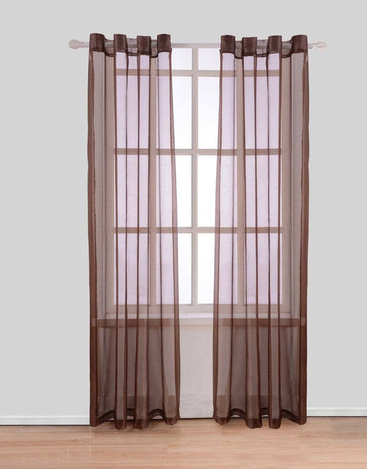 Linen World Home & Garden Chocolate / 55x63 “Harper” Sheer grommet curtain panel