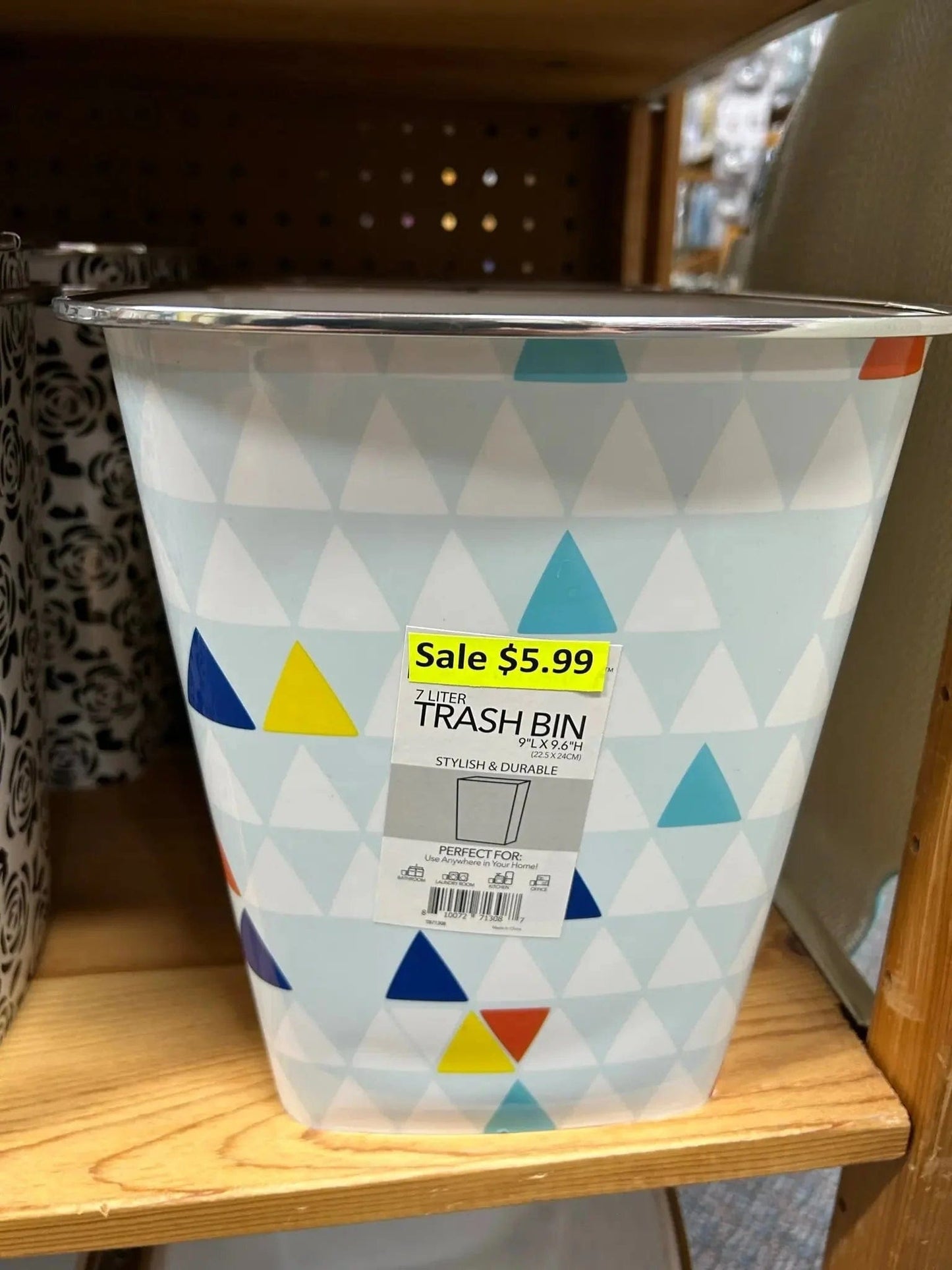 Linen World Color Triangles 7L Trash Bin