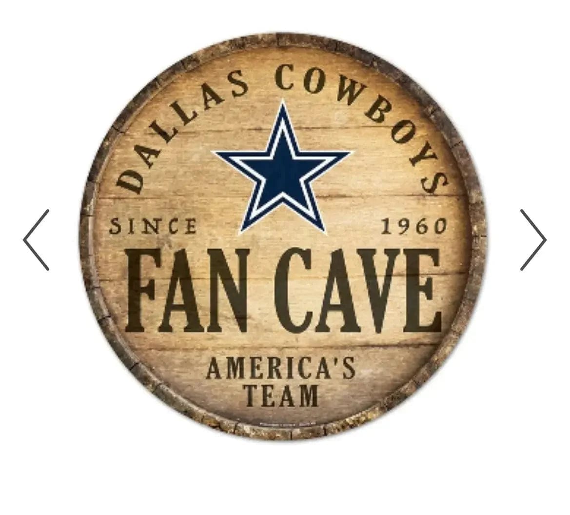 Linen World Dallas Cowboys NFL “FAN CAVE” 14" ROUND SIGN