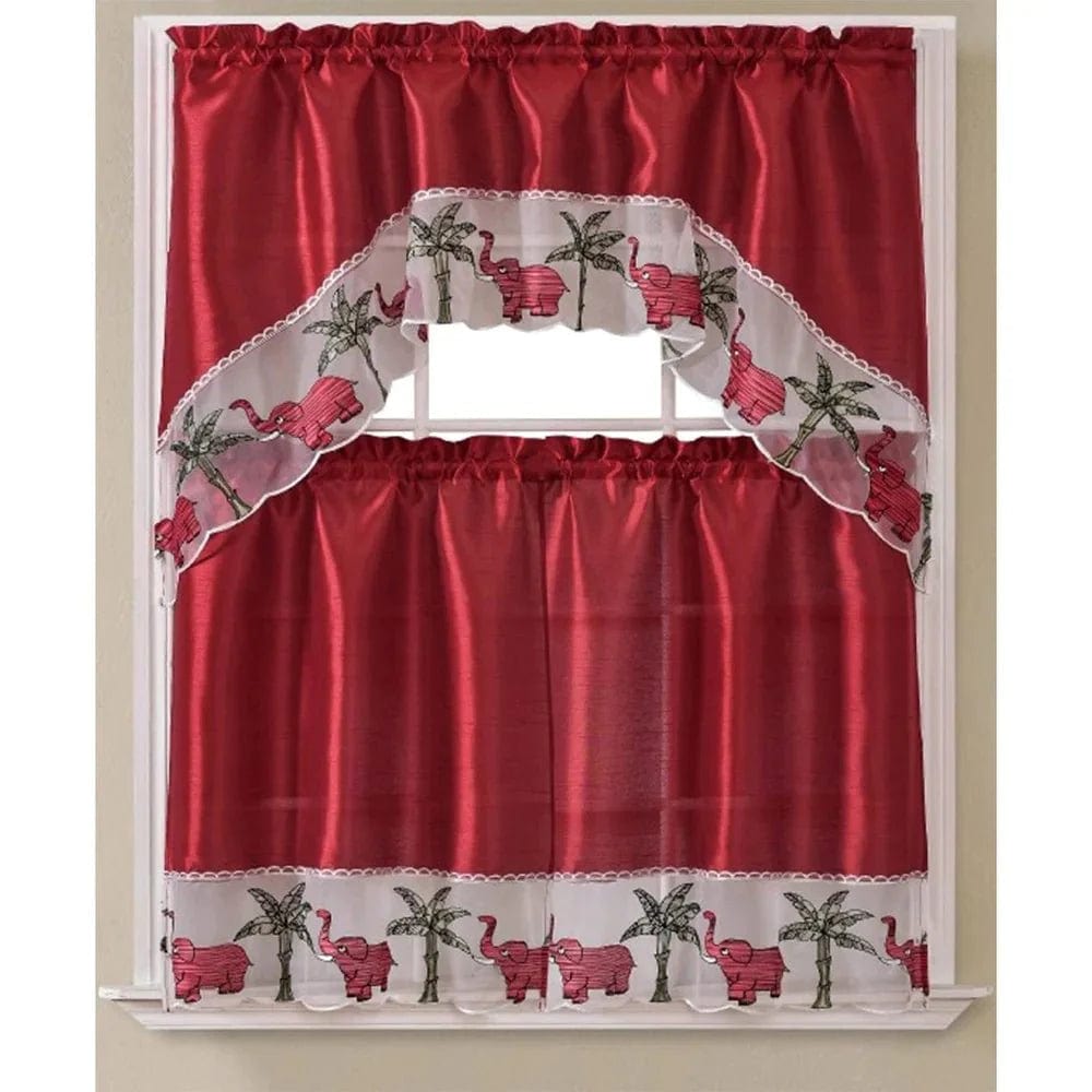 Linen World Elephant Kitchen Curtain, swag and valance