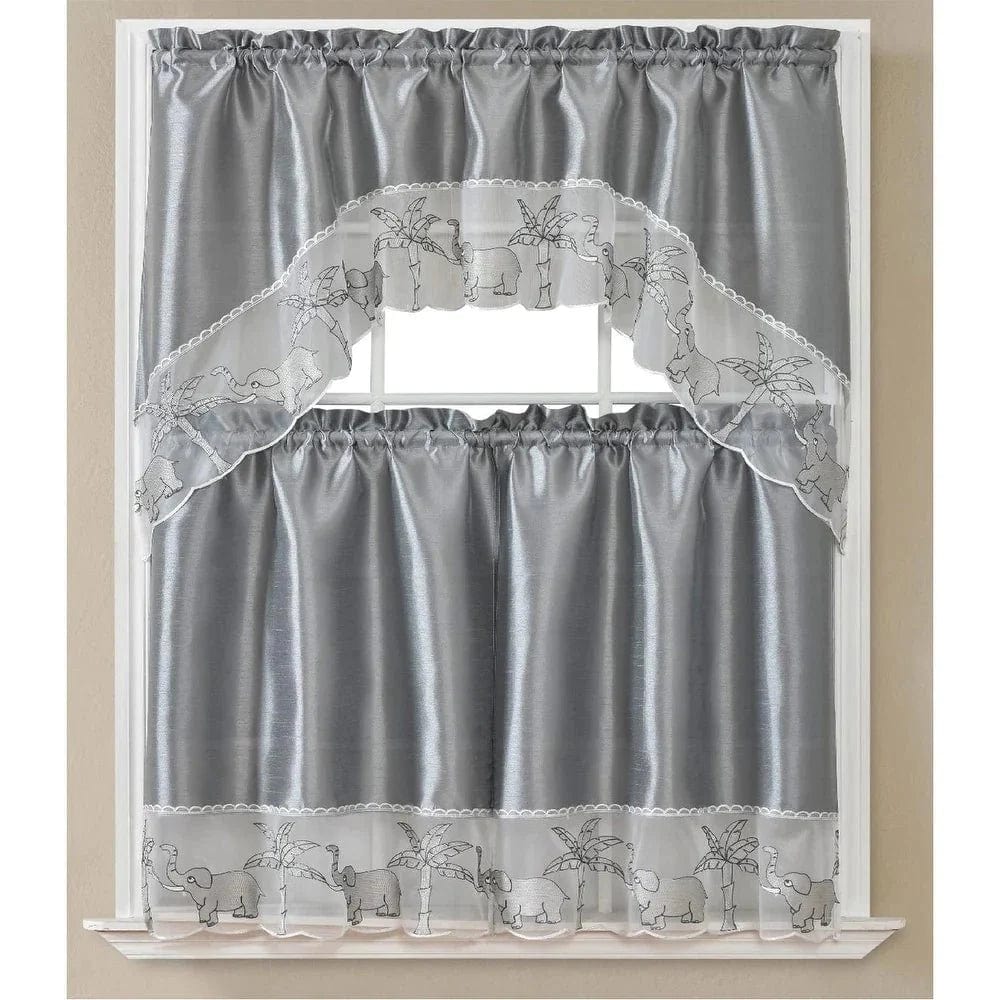 Linen World Elephant Kitchen Curtain, swag and valance