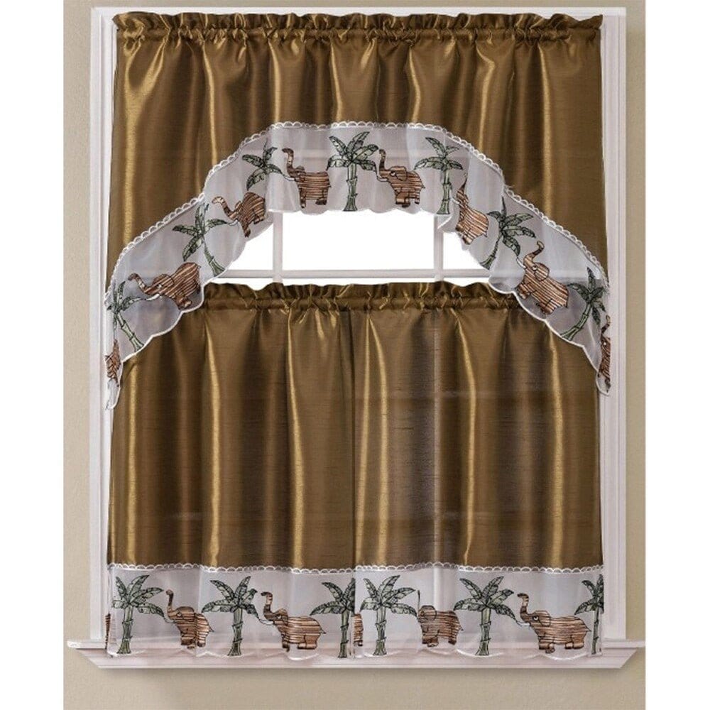 Linen World Elephant Kitchen Curtain, swag and valance