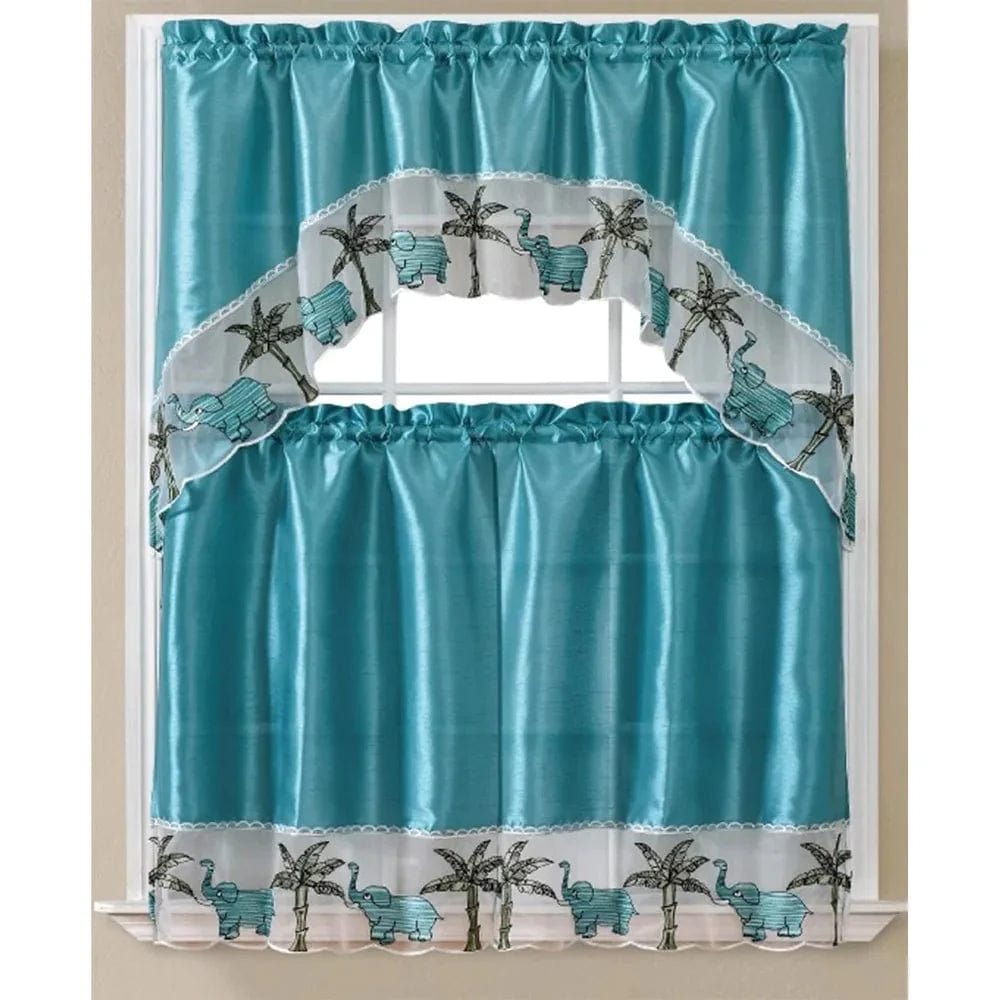 Linen World Elephant Kitchen Curtain, swag and valance