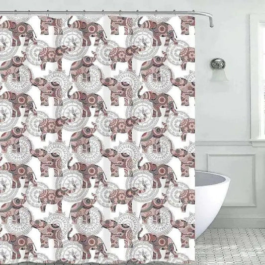 Linen World shower curtain Fabric Shower Curtain with 12 Metal Shower Hooks