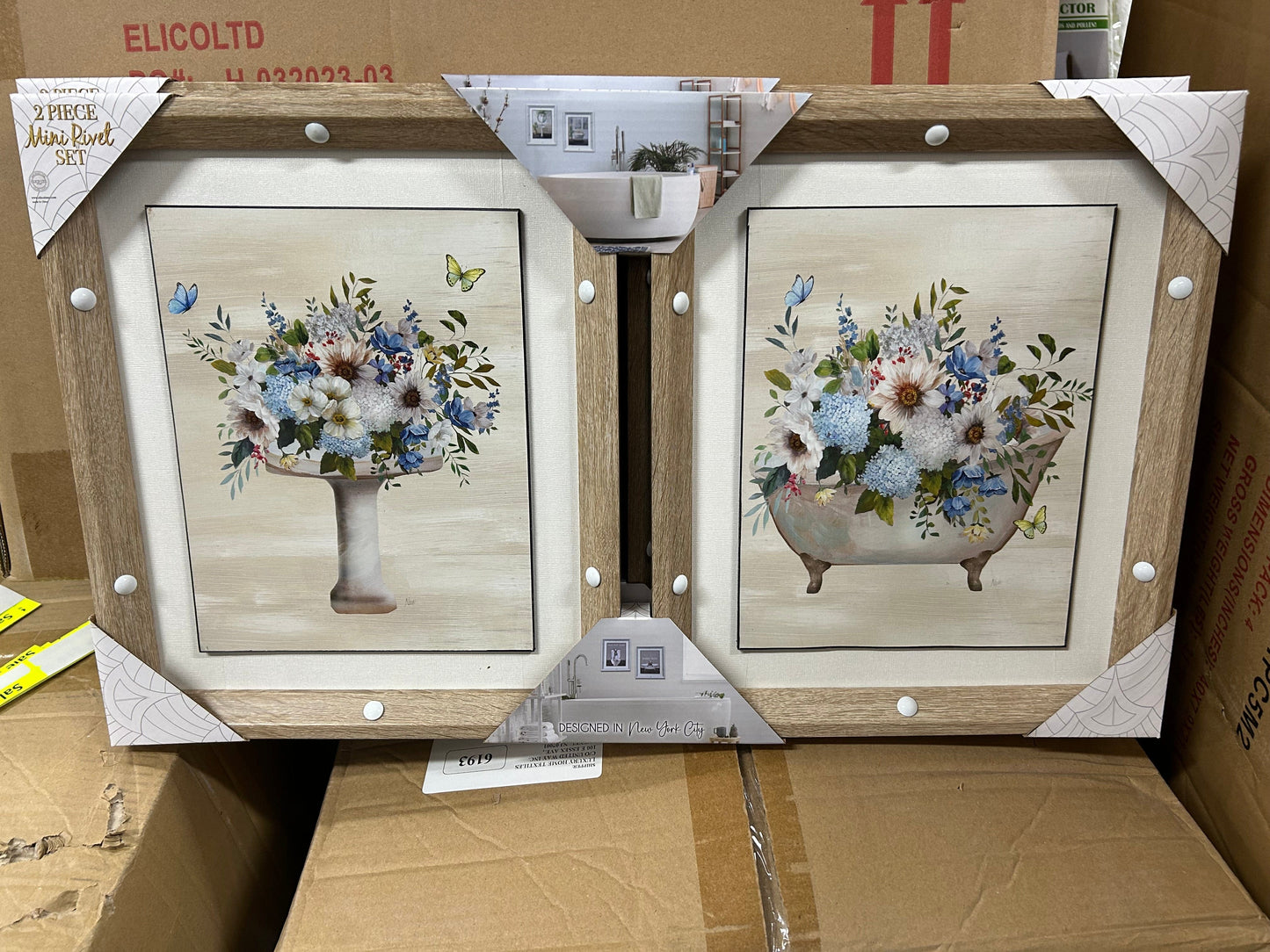 Linen World Flowers 2 Pack Framed Bathroom Wall Art