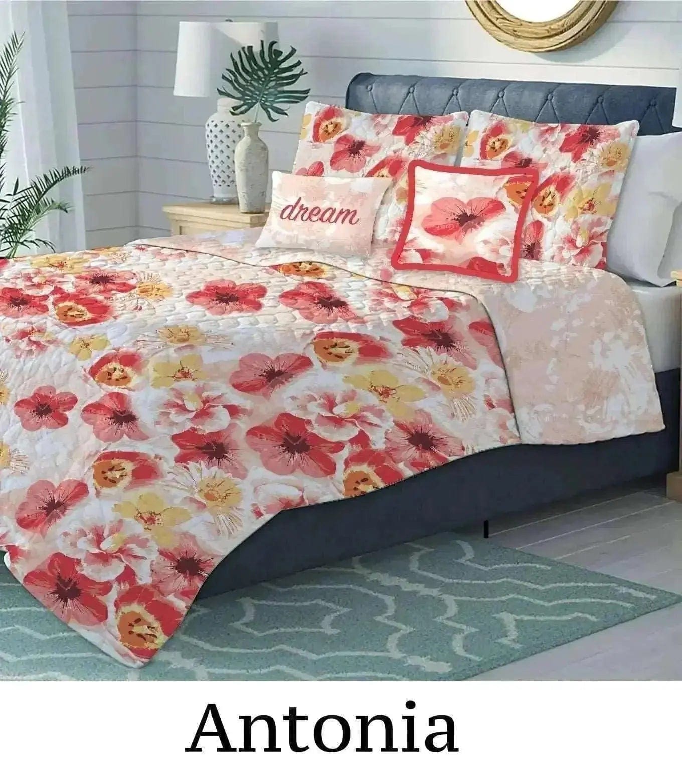 Linen World Full/Queen / Antonia 5 PC Reversible Oversized Quilt Set