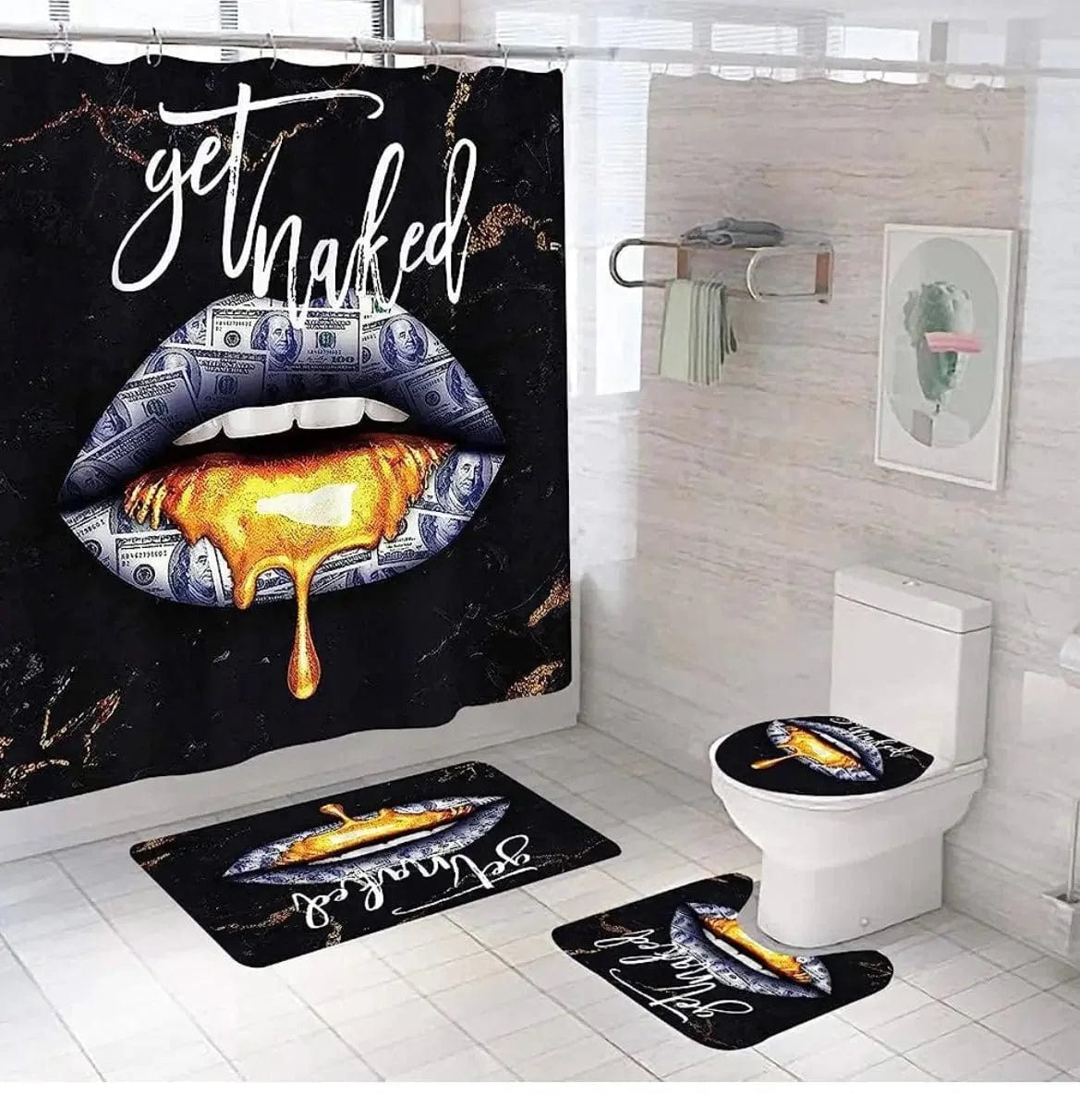 Linen World "Get Naked" 4 PC Shower Curtain Set