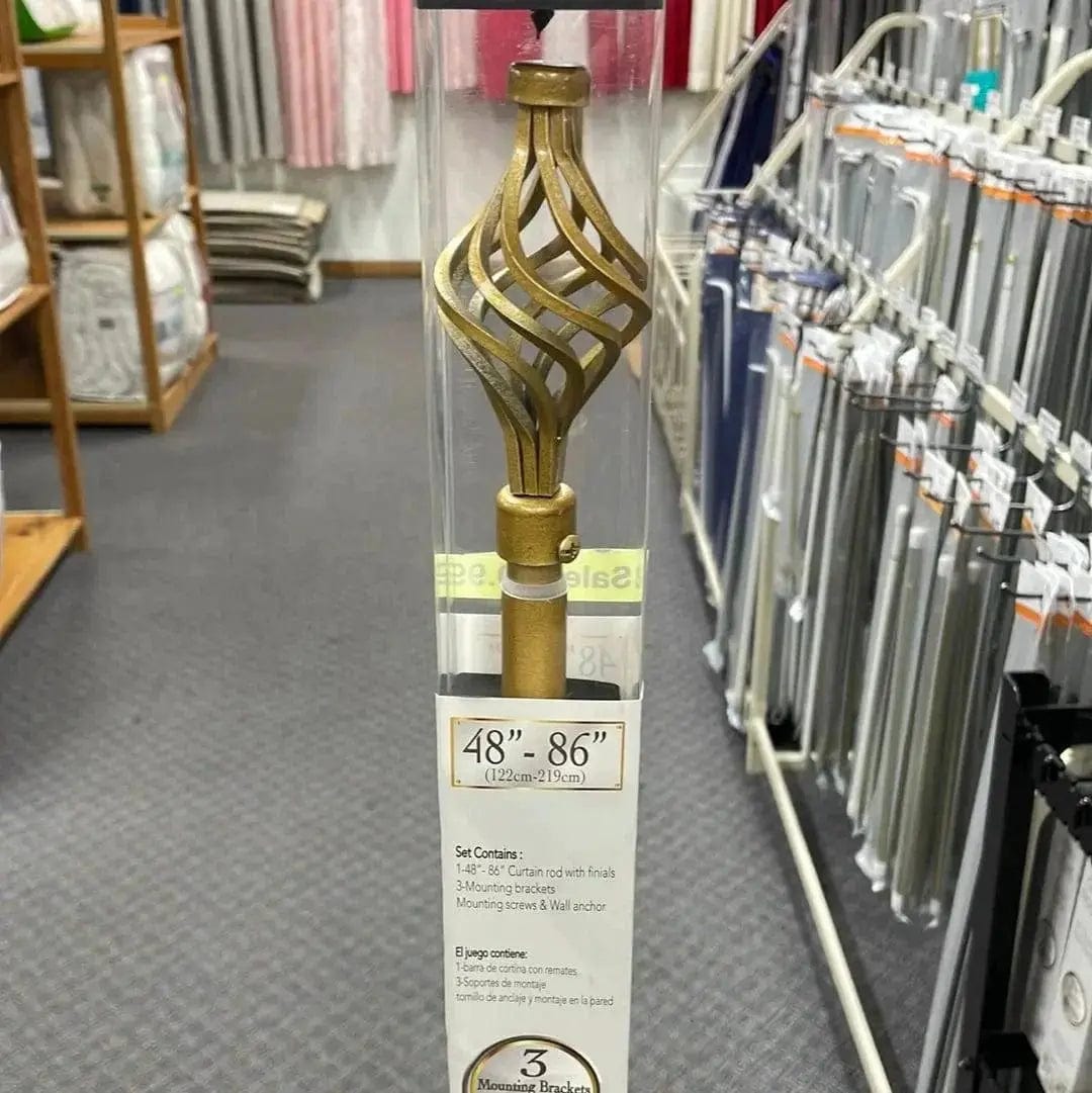 Linen World Curtain & Drape Rods Gold / 48”-86” / Single Rod “Jane” 24”-48” decorative curtain Rod